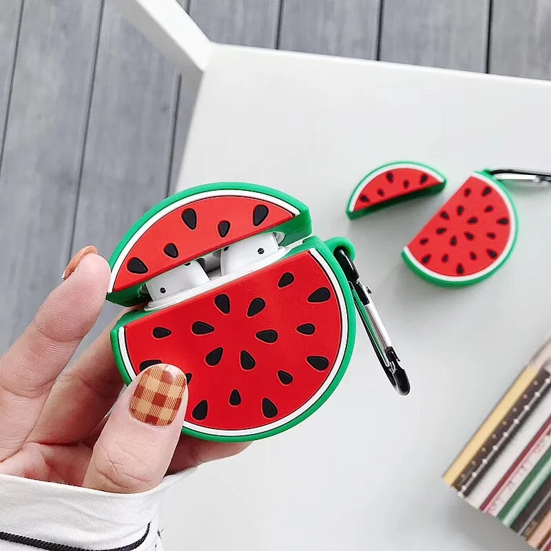Чехол для AirPods с милым 3D рисунком авокадо, чехол для наушников Apple Airpods 2, силиконовый чехол для наушников Air pods, ремешок для наушников