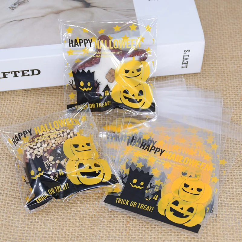 50/100pcs Cute Cartoon Candy Bags Halloween Biscuit Cookie Cake Party Decorating Plastic Bag Favors Birthday Pouch Supplies | Дом и сад