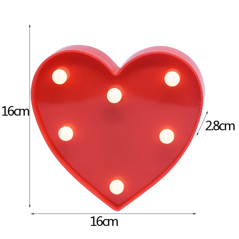 Red love heart Светящиеся светодиодные буквы ночной Светильник английского алфавита номер Светодиодная лампа; аккумулятор на день рождения Свадебная вечеринка украшения подарок ко Дню Святого Валентина - Цвет: Red love heart