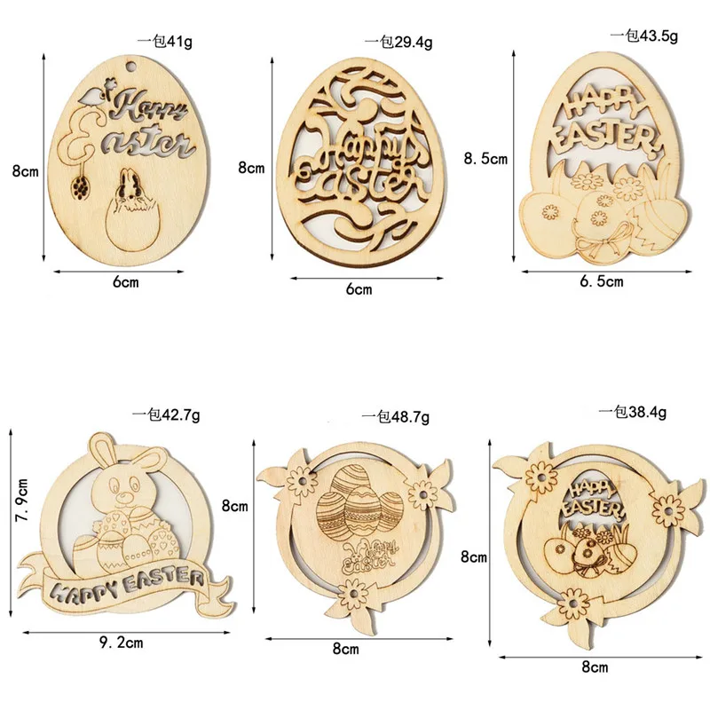 10 шт./лот Деревянные Подвески в виде пасхальных яиц DIY счастливые пасхальные