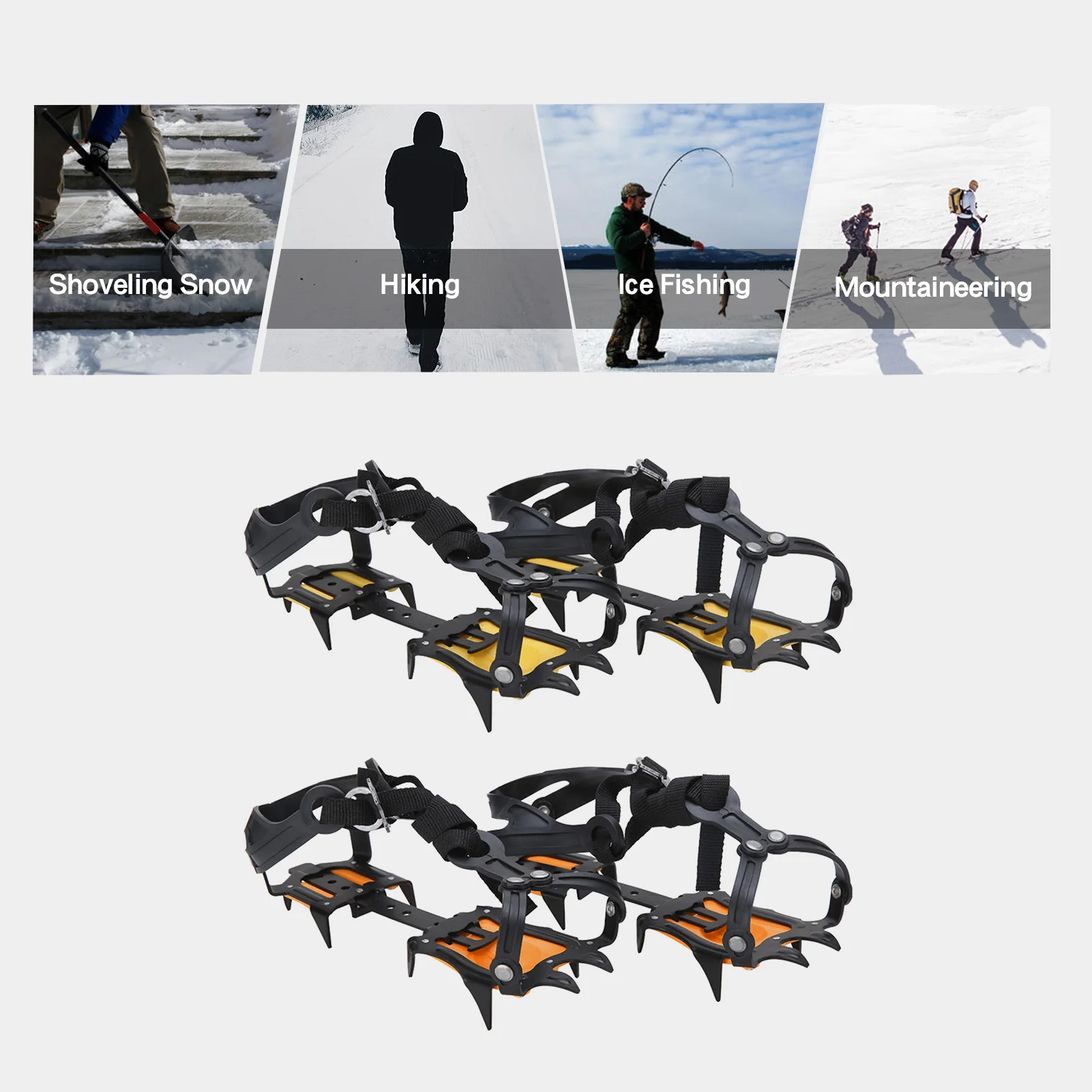

10 Teeth Climbing Crampons Ice Traction Cleats outdoor Crampons for Boots Shoes Anti-slip Snow Grips Walking Hiking Climbing