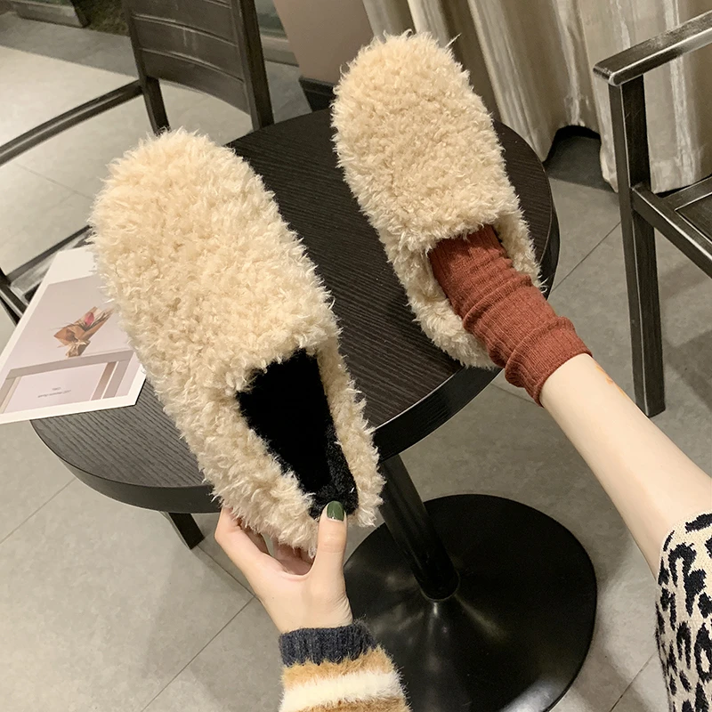 

2021 new shoes women's all-around flat-bottomed plush bow casual cotton shoes to increase warmth for home women's boots PBOSS