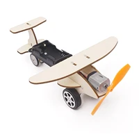 diy electric power glide wind plane car model kit stem wooden airplane aircraft for kids physical science experiments toy set