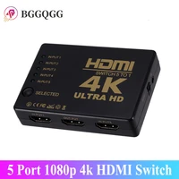 bggqgg 5 port hdmi switch 3d 1080p 4k selector splitter hub with ir remote controller for hdtv dvd box hdmi switcher 5 in 1 out