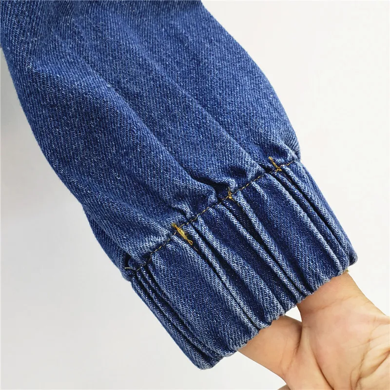 

High Waist Single-breasted Casual Short Denim Jacket Women Lapel Long sleeves Solid Slim Vintage Jeans Jacket Spring Streetwear