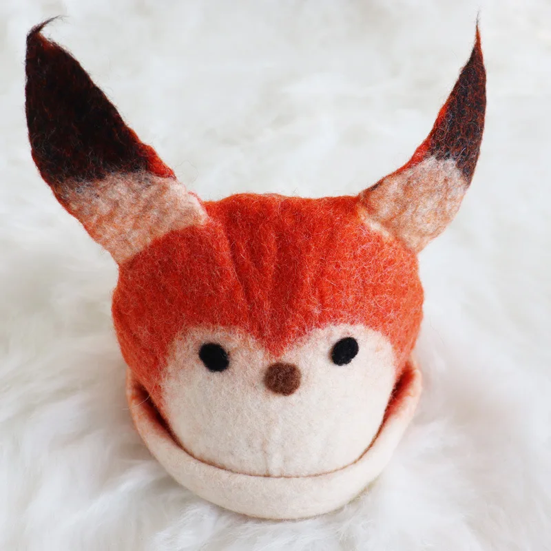 Baby Wool Felt Hat Adorable Handmade Animal Hats Infant Photography Novelty Caps Newborn Photo Props Trilby Giraffee Fox | Детская