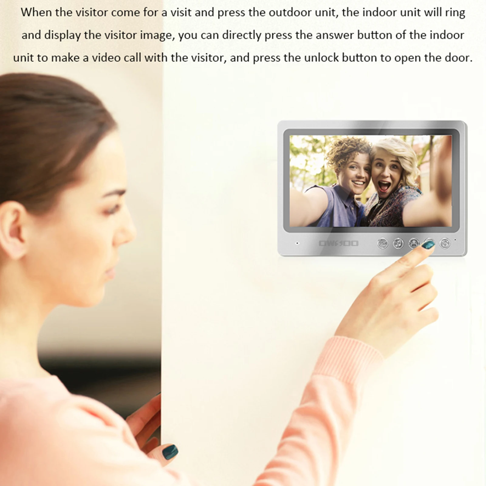 

OWSOO 9'' Video Doorbell Video Door Phone Outdoor Waterproof Home Secrity Doorbell