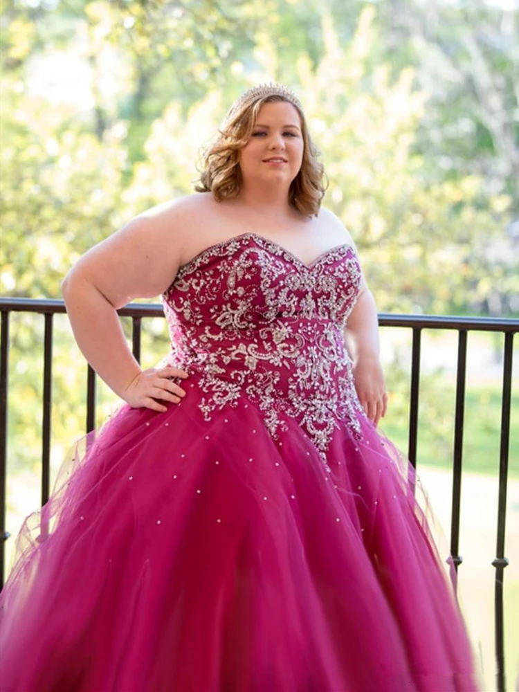 Grape Purple Plus Size Prom Dresses Strapless Crystals Beaded Appliques A Line Long Classic Evening Party Gowns Customize | Свадьбы и