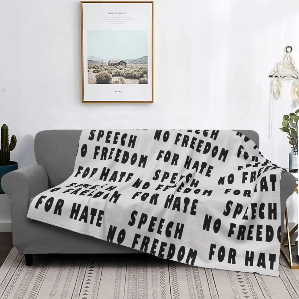 

No Freedom For Hate Speech-Manta de 3 capas, para cama colcha, alfombra a cuadros, colcha de 90, manta de Picnic, colcha de 220x