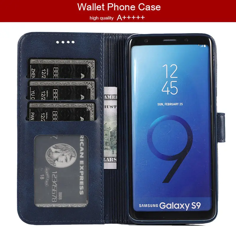 Кожаный чехол для samsung galaxy S9 Plus роскошный книжка флип бумажник телефона