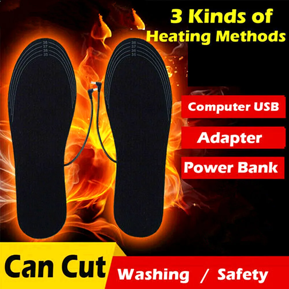 USB перезаряжаемые Подогреваемые стельки для обуви моющиеся Теплые Солнечные