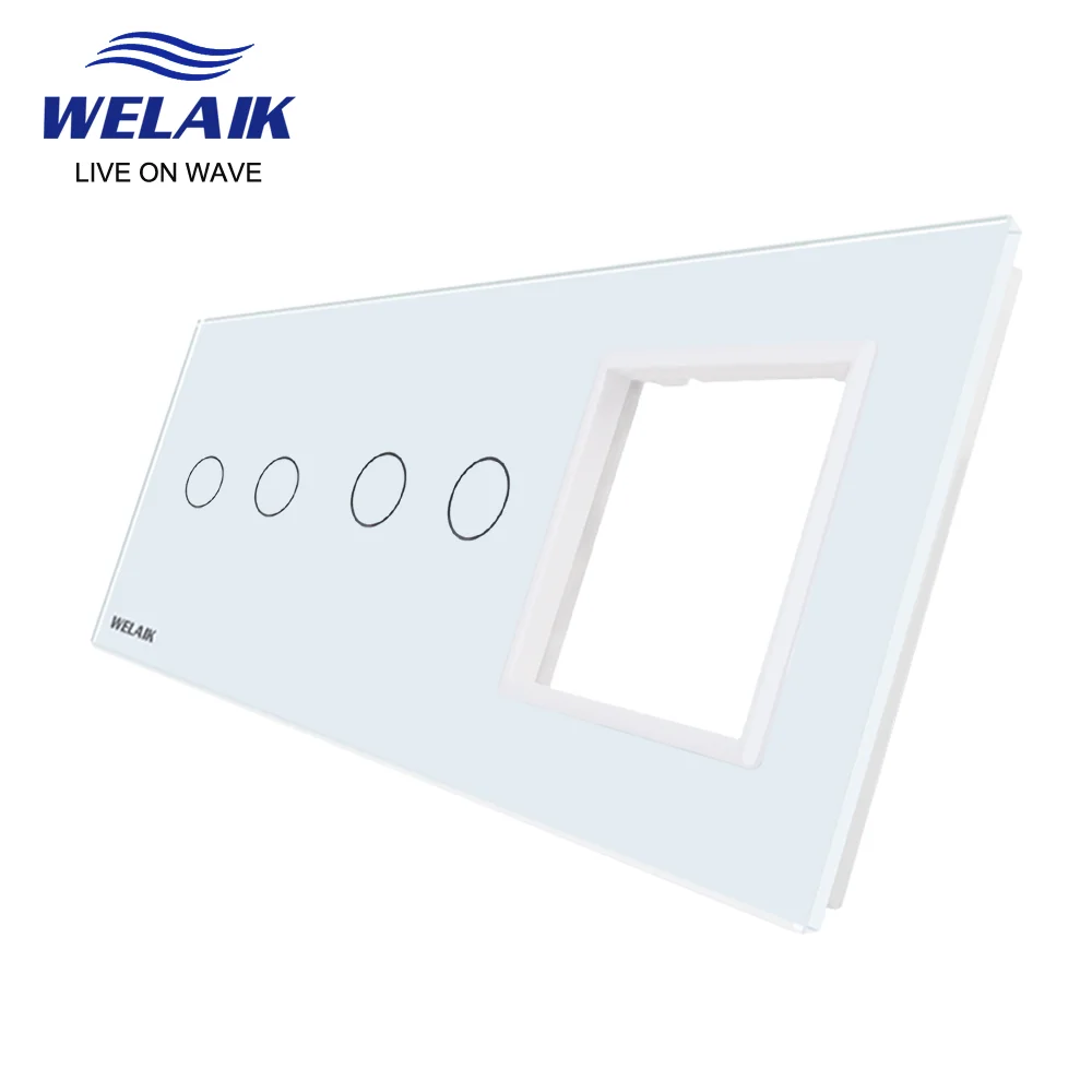 

WELAIK EU 3Frame 222*80mm Wall Touch Switch Socket Outlet Square Hole Crystal Tempered Glass Panel Only DIY Parts A39228W1