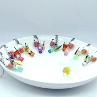 simulation keychain cute colorful cocktail ice cream lemon tea keychain baby couple gift handmade jewelry