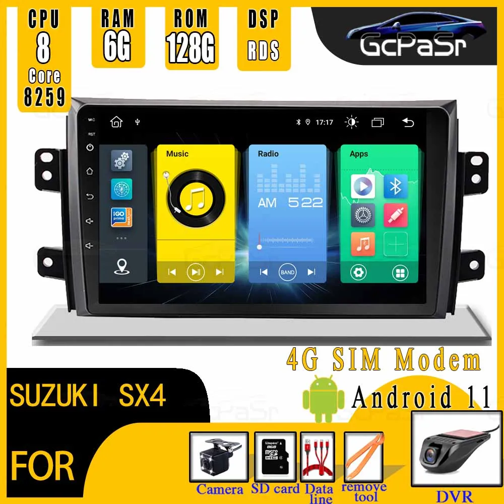 Автомобильный радиоприемник Android11 мультимедийный видеоплеер Mirror Link для Suzuki SX4 2006