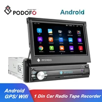 podofo android 1 din car radio tape recorder gps navigation 7 hd retractable screen multimedia video player audio stereo no dvd
