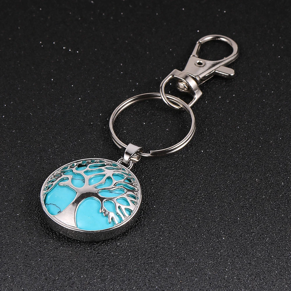 Брелок с подвеской в виде дерева жизни из натурального драгоценного камня