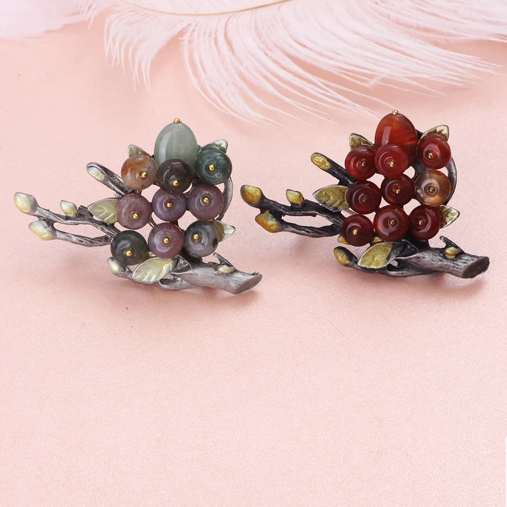 Ювелирные изделия FARLENA винтажные броши в форме букета из натурального камня