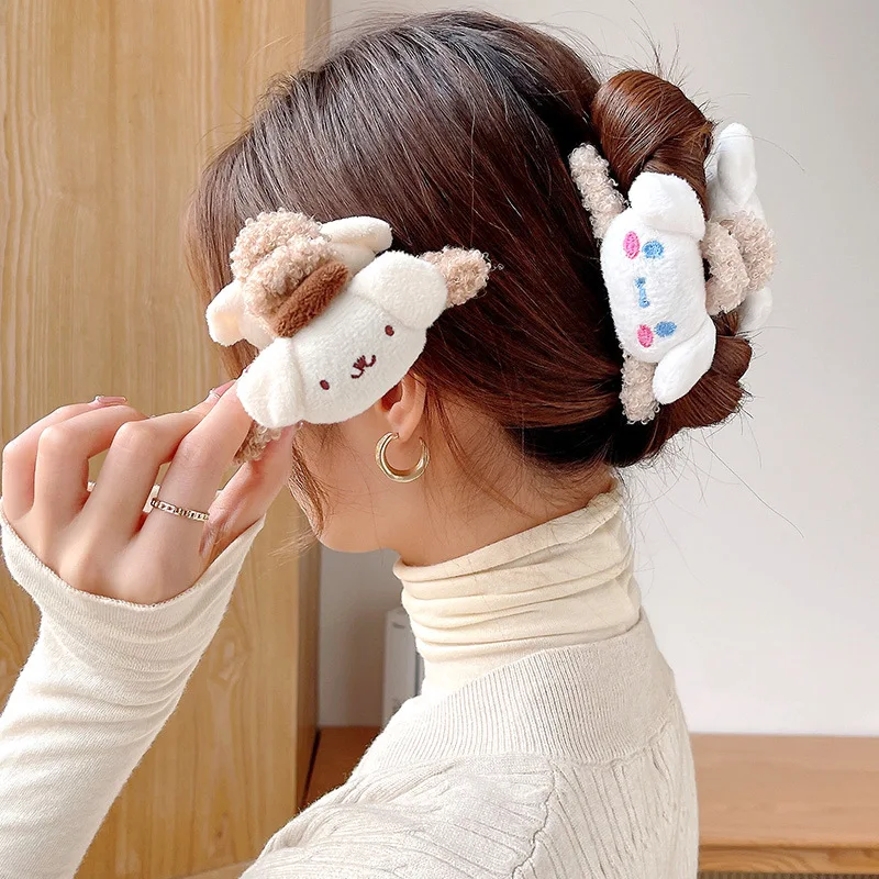 Милый пушистый помпомпурин и Коричный мягкий плюшевый зажим для волос в виде