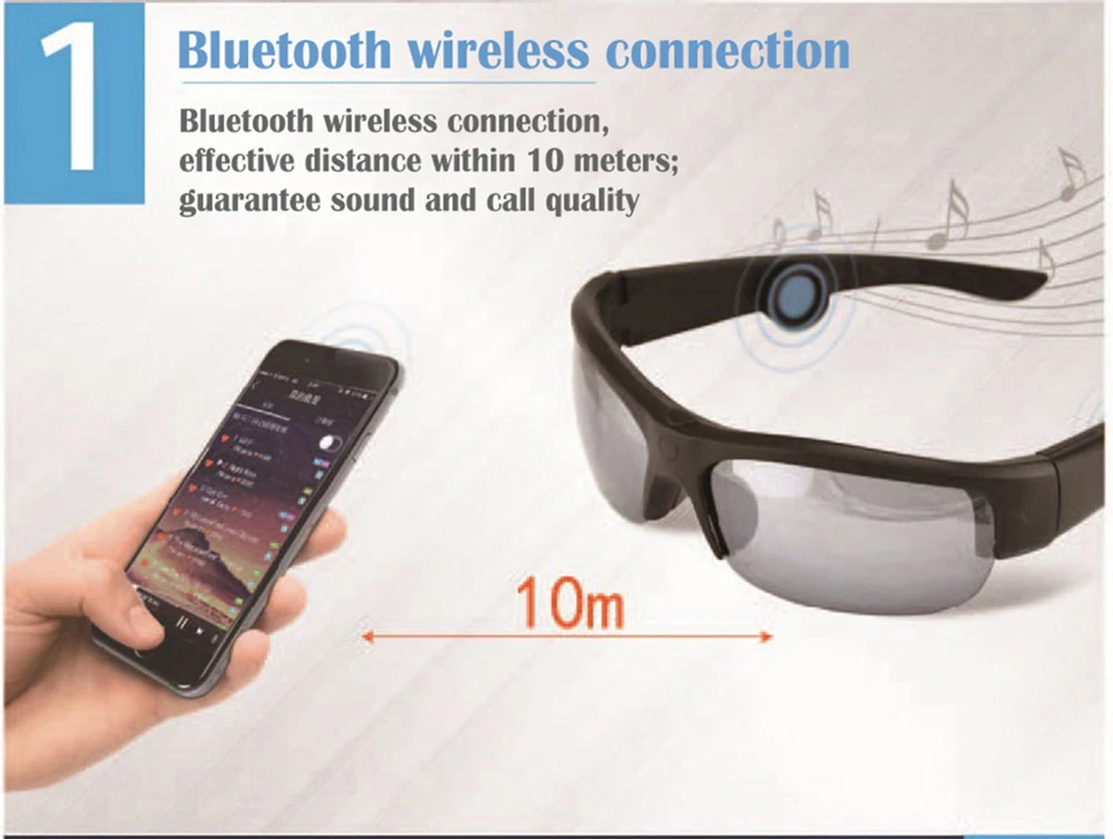저렴한 비전 5B 블루투스 안경 헤드셋 선글라스 음악 마이크, 스마트 안경 오픈 타입 헤드셋 3 가지 색상 렌즈