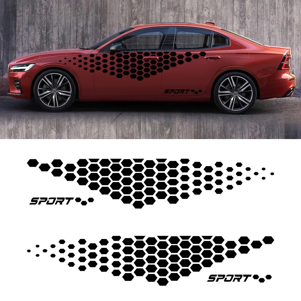 

2PCS FashionSports Honeycomb Car Stickers And Decals Sticker For Car Wrap Vinyl Cars Body Window Decoration Sticker