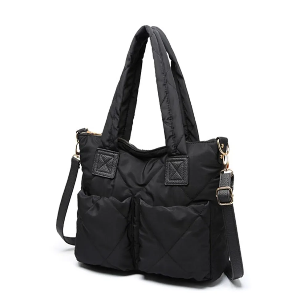 New Simple Ladies Shoulder Bag Solid Color Space Cotton Wild Mummy Bag Oxford Cloth Camouflage Printing Large Capacity Handbags