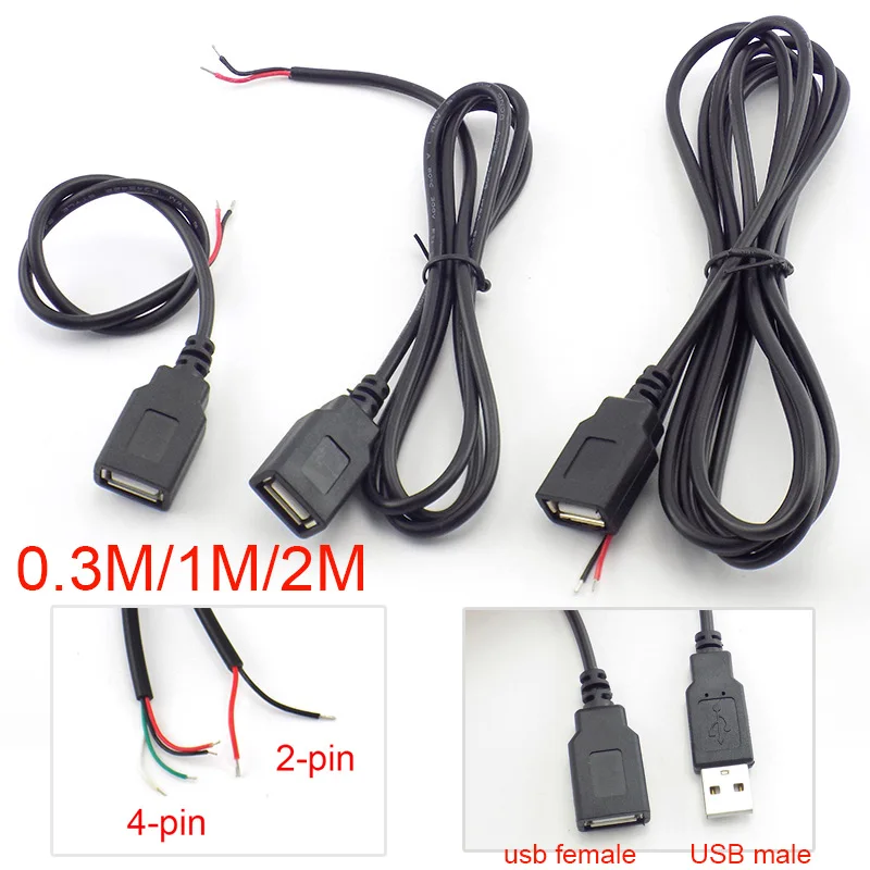 50 шт. 4-контактный Micro USB 2 0 Штекерный женский кабель 4 провода зарядный шнур для