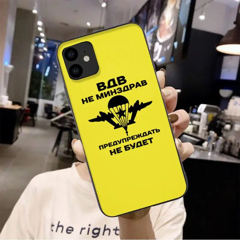 

0 Russia Airborne Black Soft Phone Case For Iphone 6 6s 7 8 Plus XR X XS 11 12 Pro Mini Max