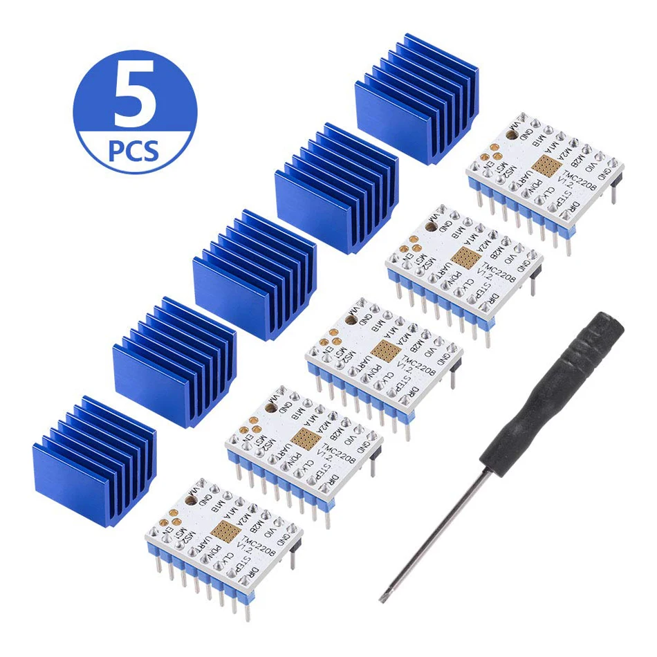 

Палочки шагового двигателя TMC2209 V3.0 с радиаторами для SKR V1.3 MKS GEN L Ramps 1,4/1,5/1,6 для 3D-принтера