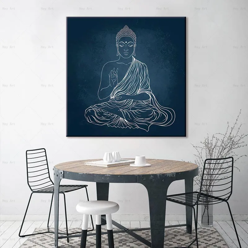 Картина на холсте статуя Будды плакат с принтом для гостиной спальни украшения
