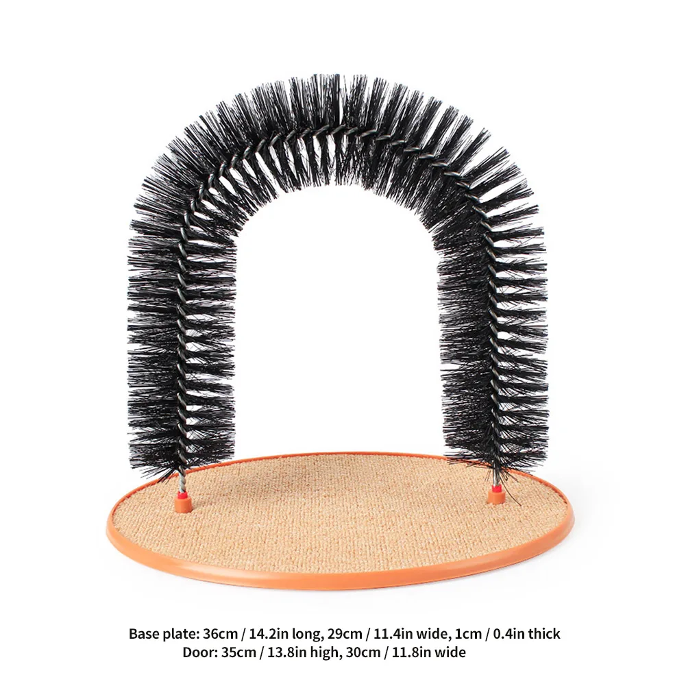 

Funny Pet Massage Arch Automatic Brush Cats Toy Anti-skid Scratching Device Dog Cat Self Groomer With Round Fleece Base