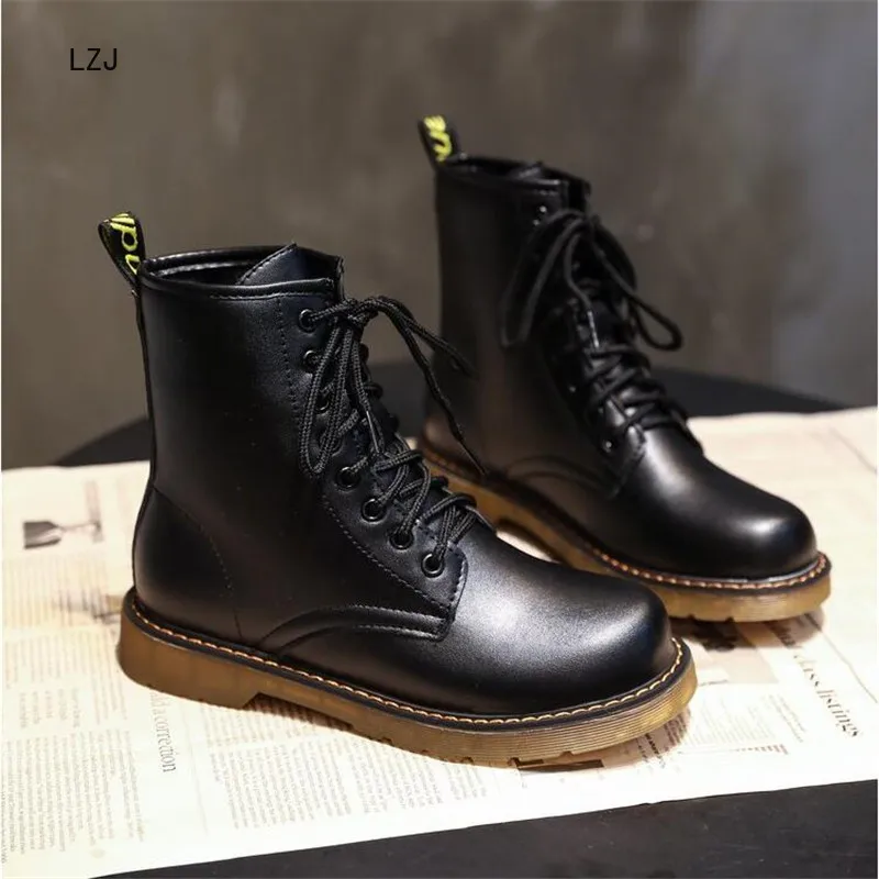 LZJ 2019 новые зимние мотоциклетные ботинки на шнуровке женские ботильоны в