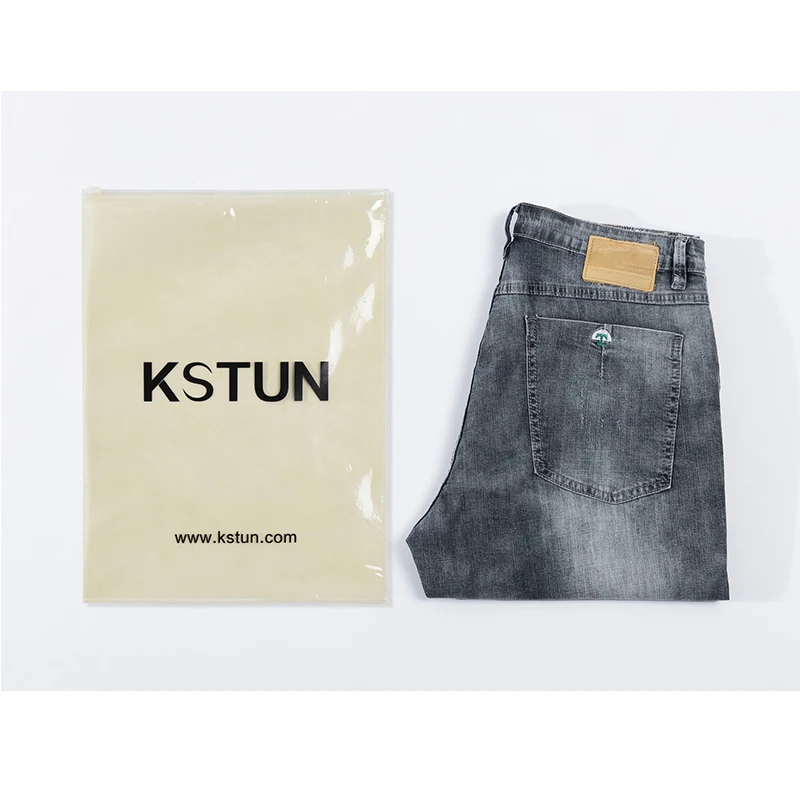 Мужские рваные джинсовые шорты KSTUN серые Эластичные зауженные из денима