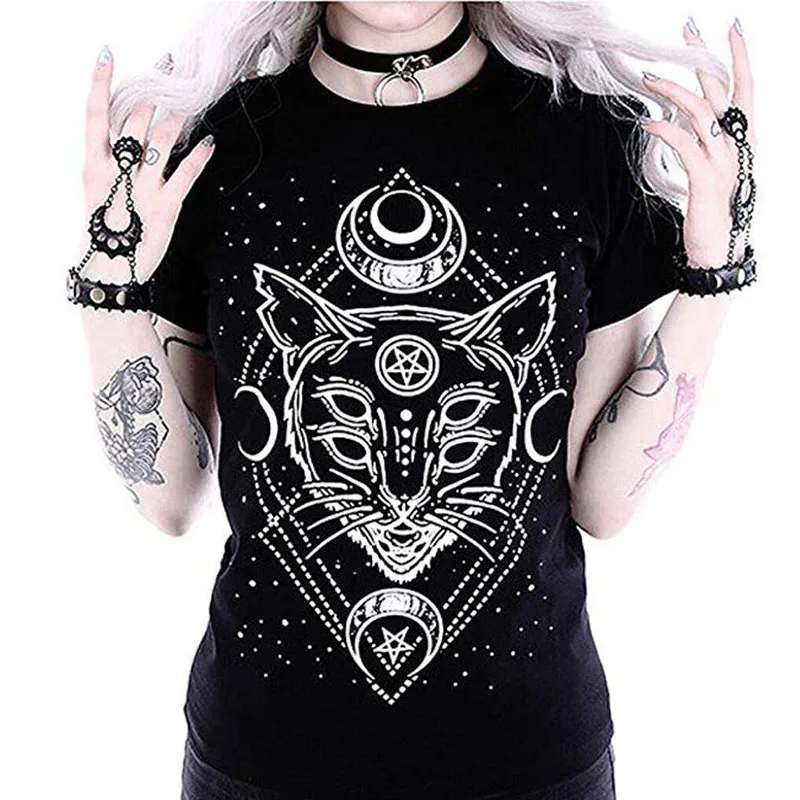 Летние женские футболки в стиле Харадзюку уличная темная свободная футболка с