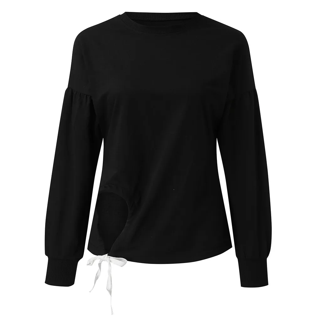 2019 осенняя и зимняя женская Повседневная Толстовка с длинным рукавом круглым