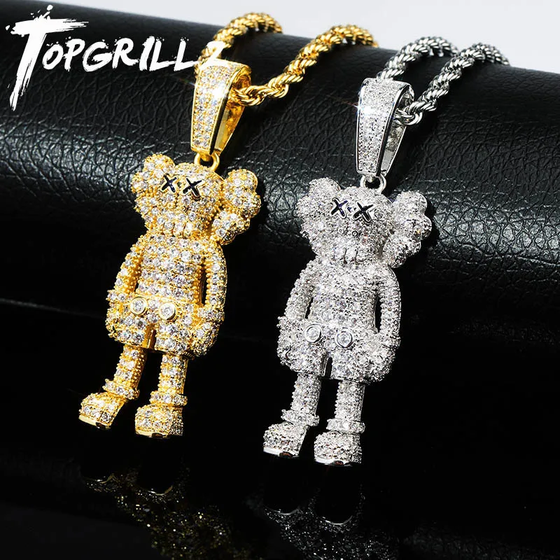 TOPGRILLZ аниме Подвески марионетки Улица Сезам кулон ледяной фианит хип хоп рок