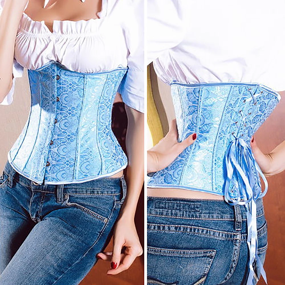 Сексуальный женский корсет из парчовой стали со спиральными косточками