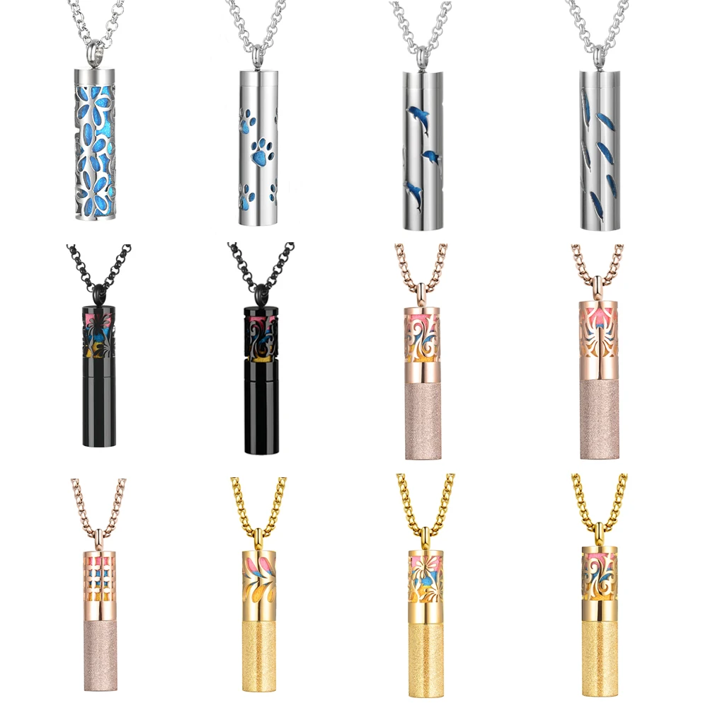 aliexpress.com - Chain Necklace Stainless Steel Oil Diffuser Locket Couple Pendant Necklace Perfume Bottle Women Jewelry with 25pcs Felt Pads