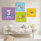 Плакат с мультяшной собакой, Картина на холсте, чихуахуа, корги, сосиски, мопса, печать, милые цитаты, гостиная, декор для детской комнаты, настенное искусство