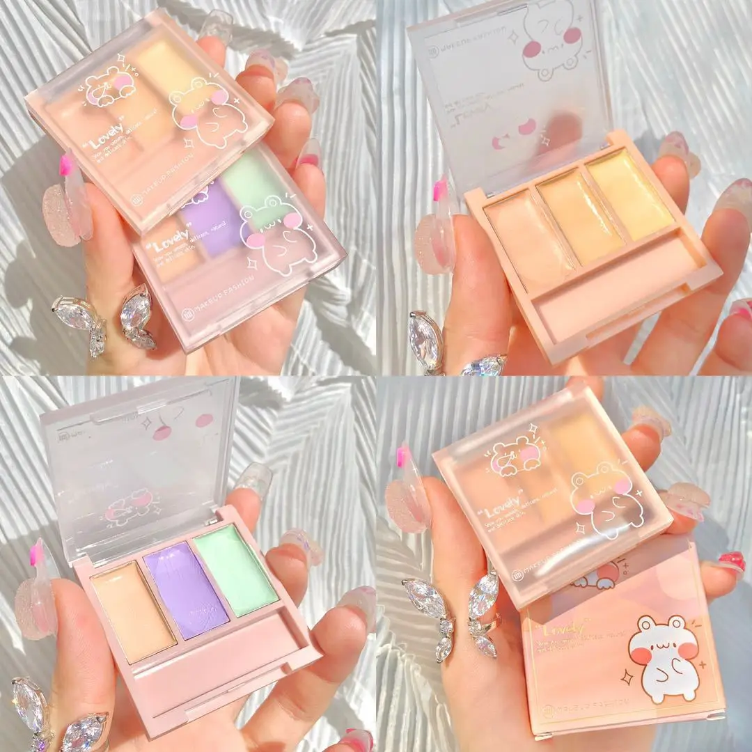 

3Colors Concealer+ brush Makeup set Kit Cream Camouflage Based Professional Contour Corrector Palette Make up Set Pro