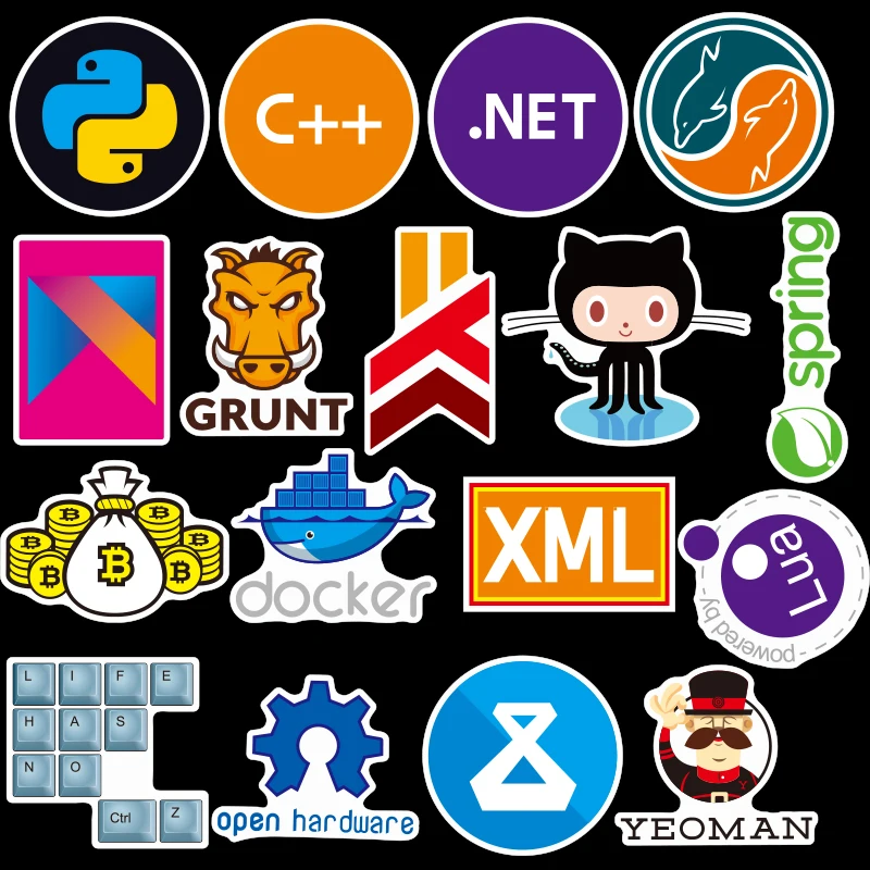 100 шт. интернет Java JS Php Html облачный Docker Bitcoin язык программирования приложение