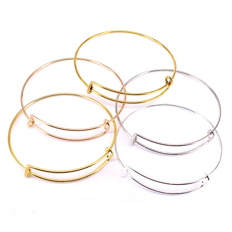 

20 Pcs/bag Bangles for Women Expandable Bangles Lady Wire Adjustable Bangle Bracelet for DIY Charms 5 Colors Available A007