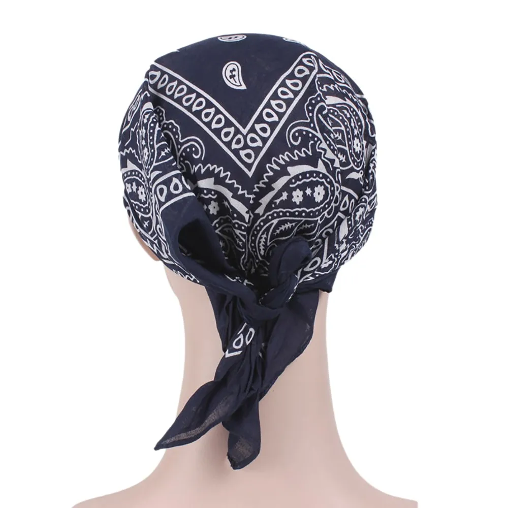 Richkeda Store New 2021 Women India Muslim Retro Floral color Cotton Towel Cap Brim Turban Baseball Hat Wrap Adjustable