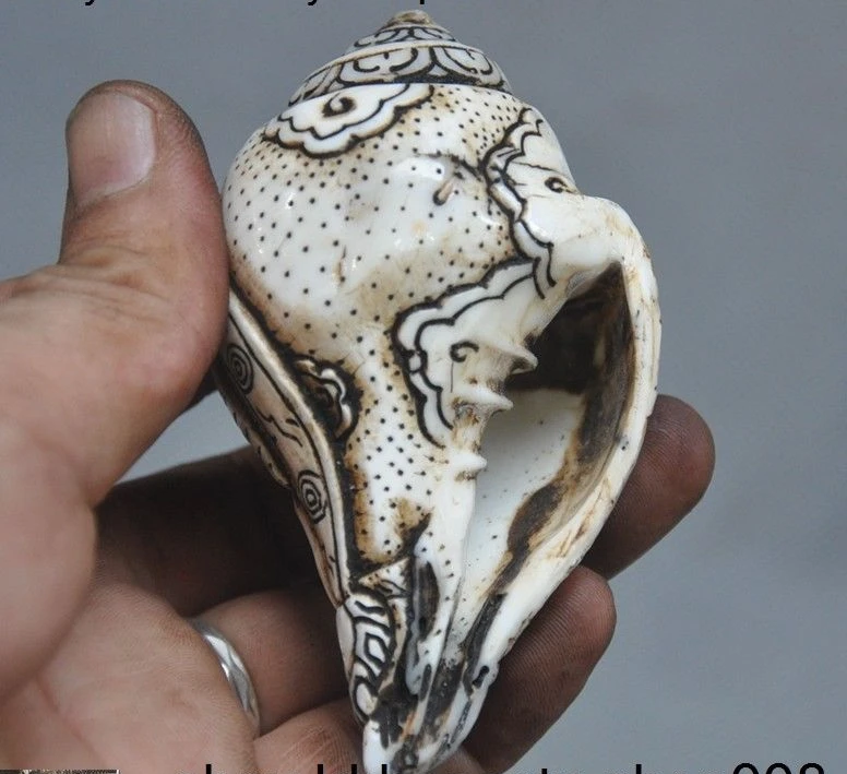 Тибетский ракушка 3 головы 1000 руки слон рошала гудок статуя Будды | Дом и сад