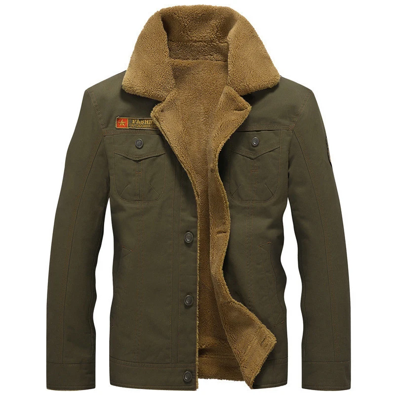 Брендовая хлопковая зимняя куртка-бомбер для мужчин, летные куртки ВВС, теплые мужские меховые куртки с воротником, мужские тактические флисовые куртки больших размеров