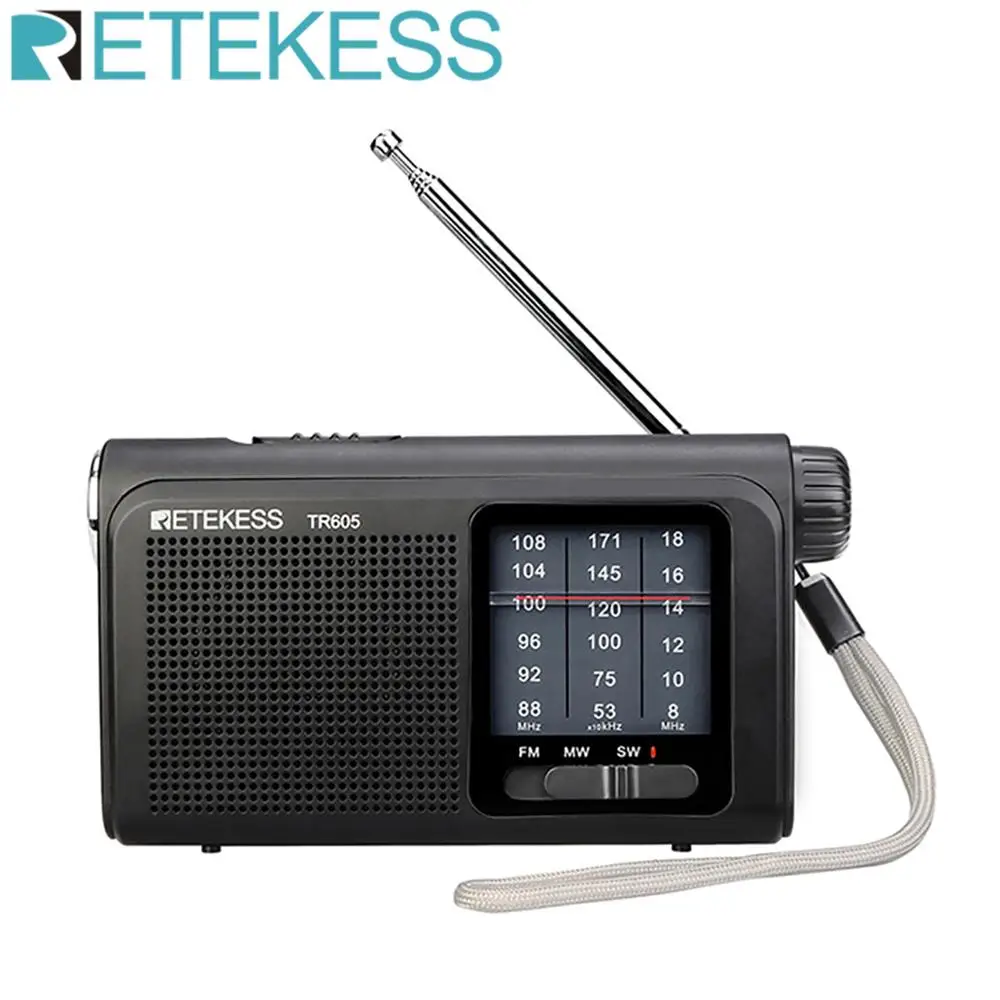 Retekess TR605 3 полосы FM/MW/SW портативный радио с перезаряжаемой батареей супер яркий светодиодный фонарик для аварийного освещения