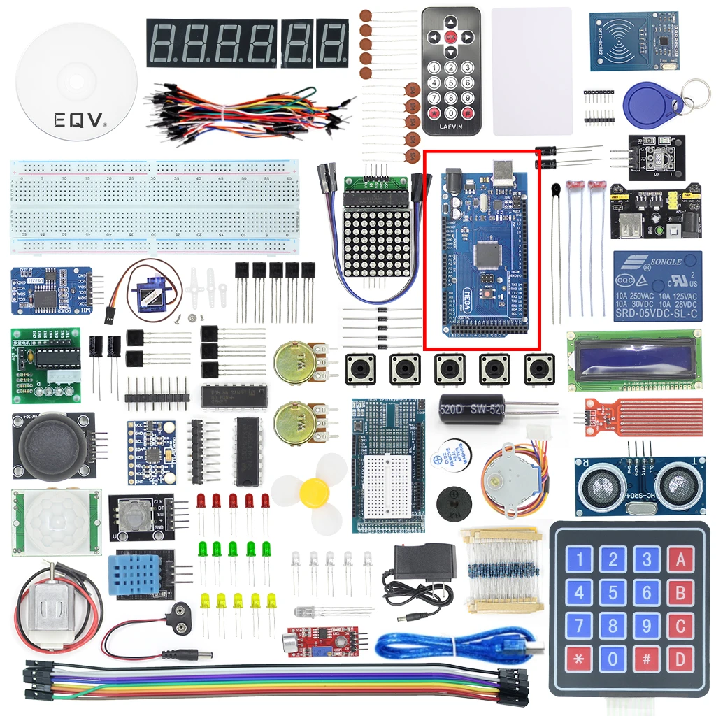 EQV MEGA 2560 Project самый полный стартовый набор для Arduino Mega2560 Nano с LCD1602 IIC/ультразвуковой