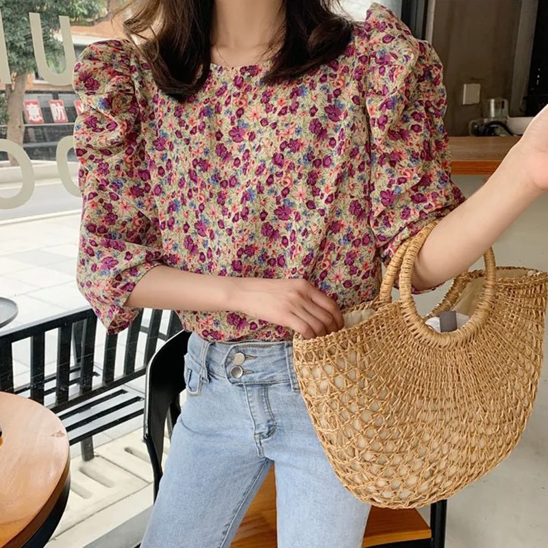 

Chiffon Blouses Tops Fashion Floral Women Blouses Casual Female Shirts Girls