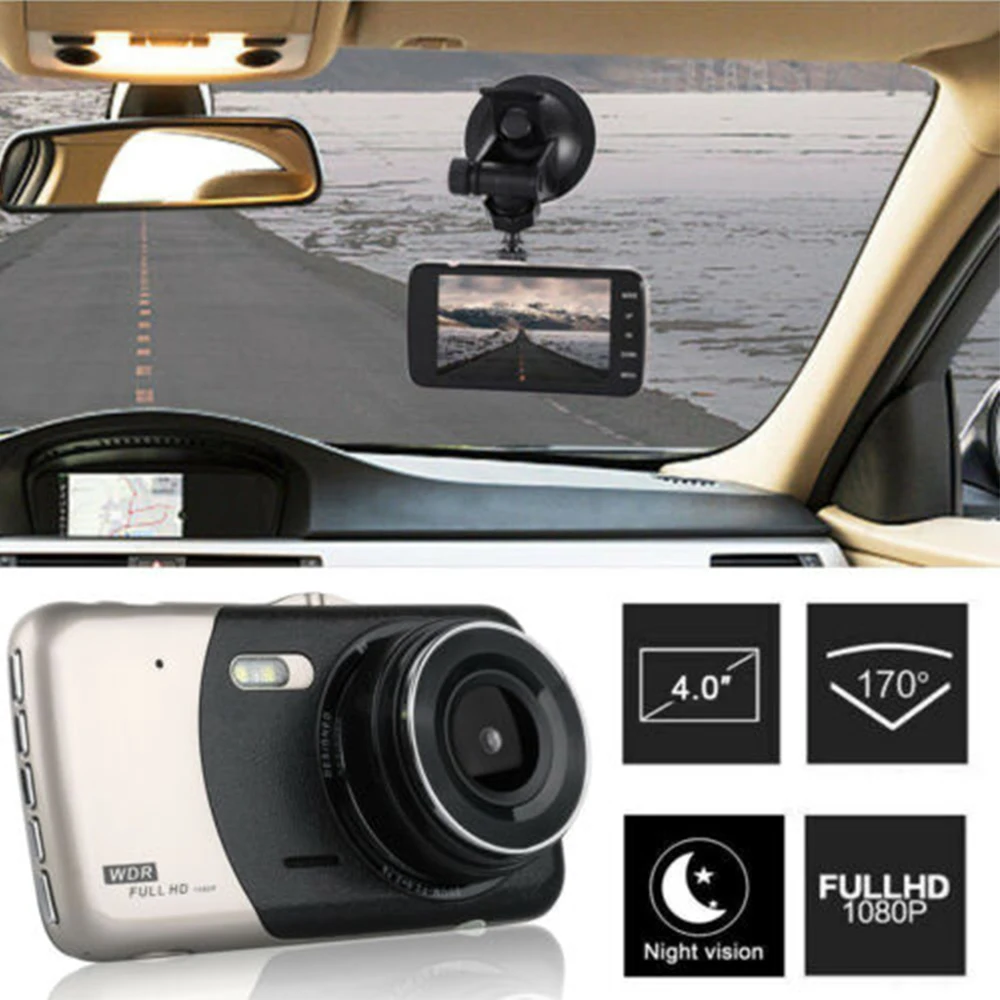 

Car DVR 4inch HD IPS Display Screen 1080P Dual Lens Front Rear Camera Video Vehicle Data Recorder