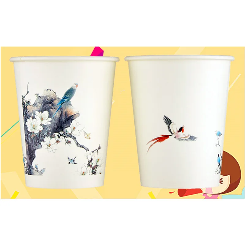cup 100 шт, Рождественский подарок на день рождения, плотный Одноразовый бумажный стаканчик, 250 мл, чашка для кофе, сока, воды, напитков, для дома, офиса, бизнеса - Цвет: cup