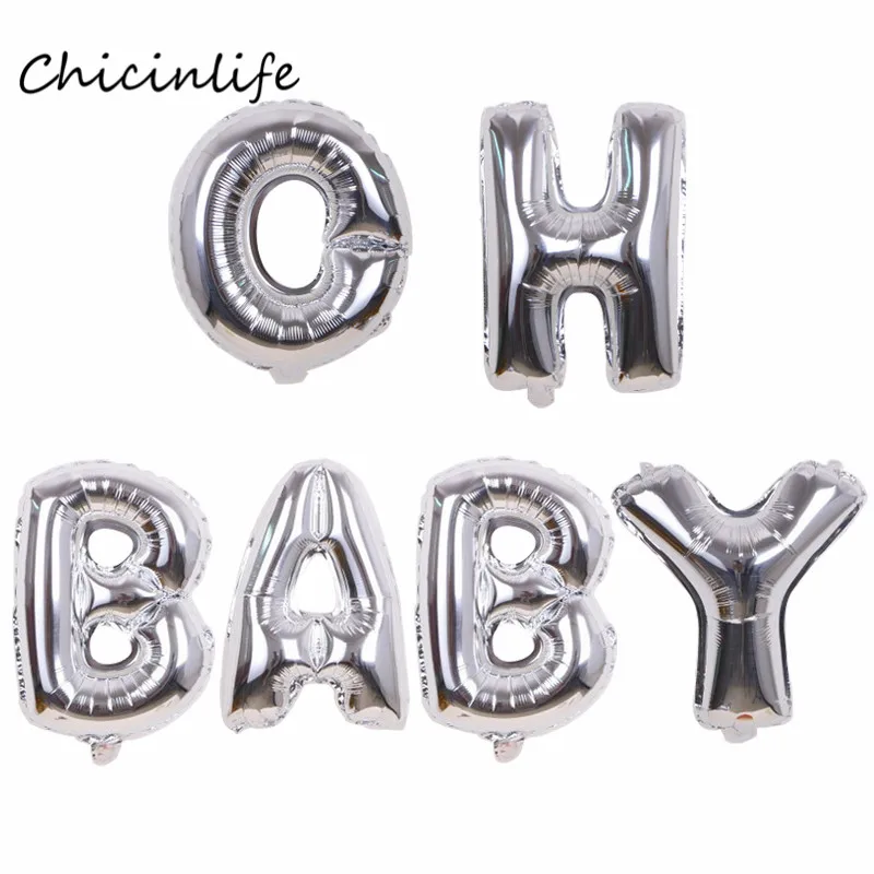 oh baby silver Chicinlife девушка день рождения тема это девушка с воздушными шарами баннер Baby Shower Девушка День рождения украшения Дети 1 день рождения Декор - Цвет: oh baby silver